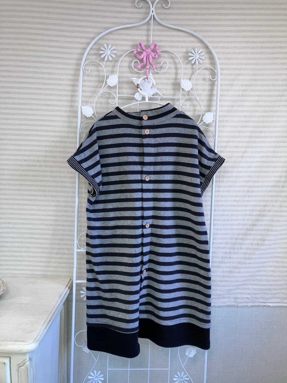 빈티지 차콜 스트라이프 반팔 y2k 스트릿 갸루 펑키 일본빈티지 상품이미지5