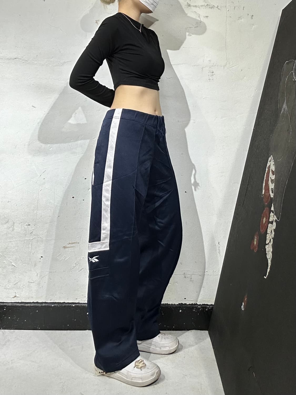 리복 네이비 와이드 화이트 포린크 추리닝 바지 트레이닝 팬츠  상품이미지1