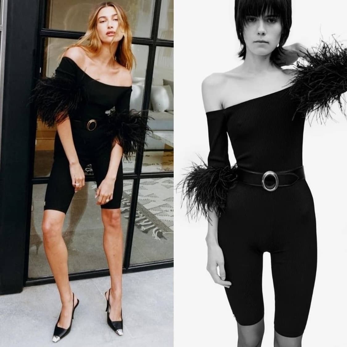 생로랑 깃털 트림 오프숄더 탑 S 상품이미지1