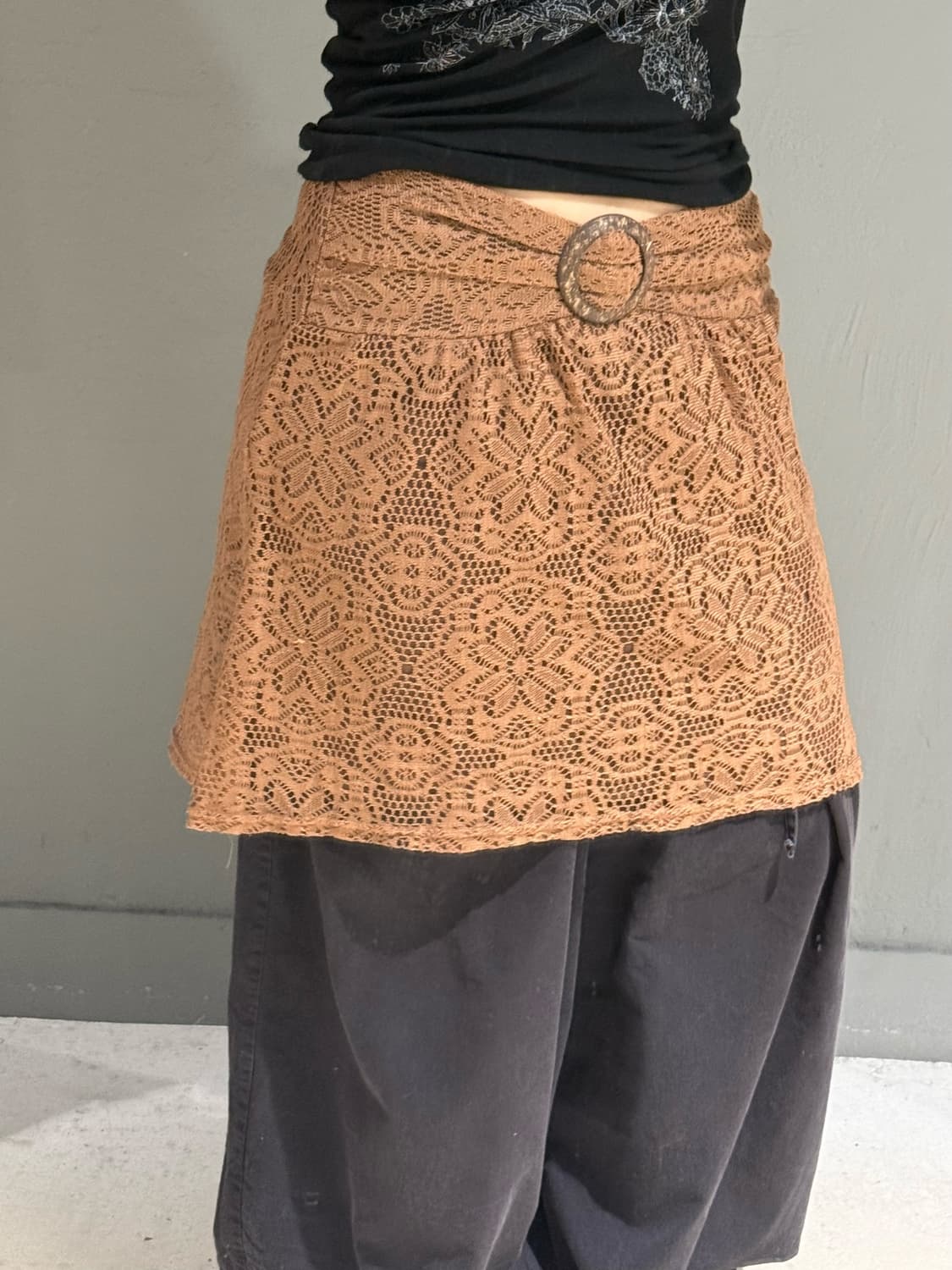 lace belt shirring detail skirt 상품이미지2