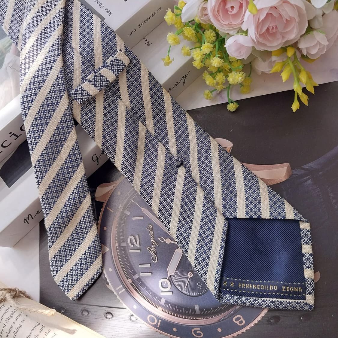 에르메네질도 제냐 실크 네이비 넥타이 8.7cm A+~A등급 K2541 상품이미지5