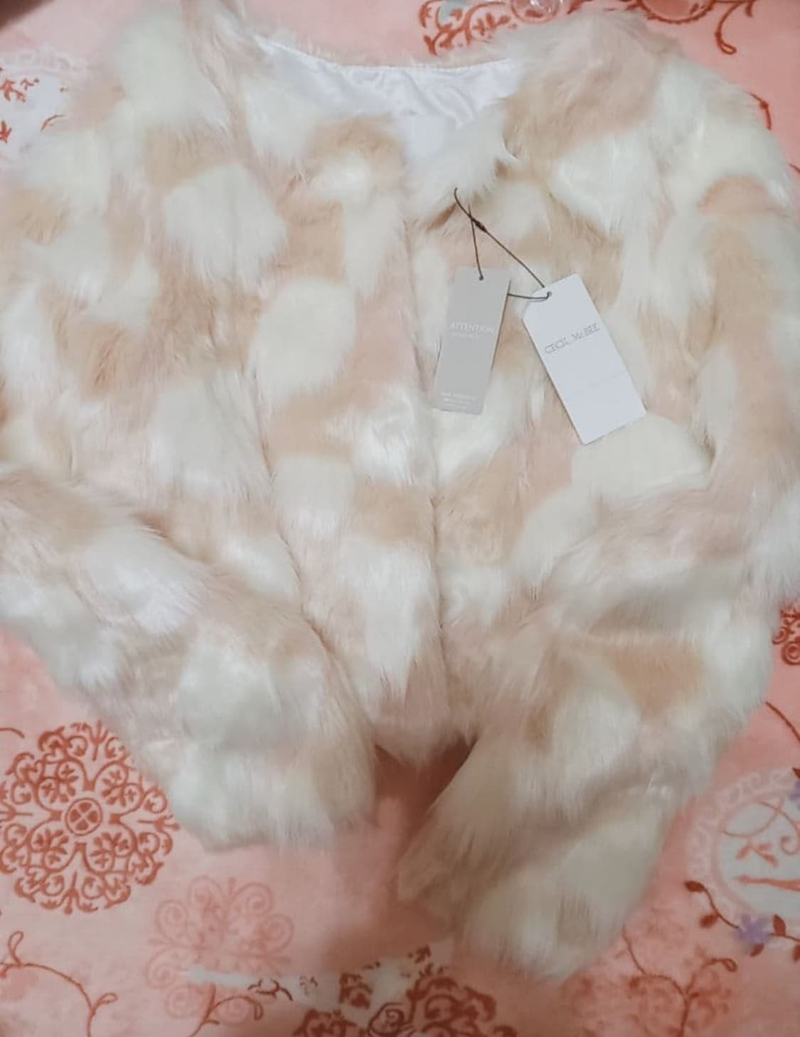 세실맥비 핑크화이트 퍼자켓 코트 m 상품이미지3