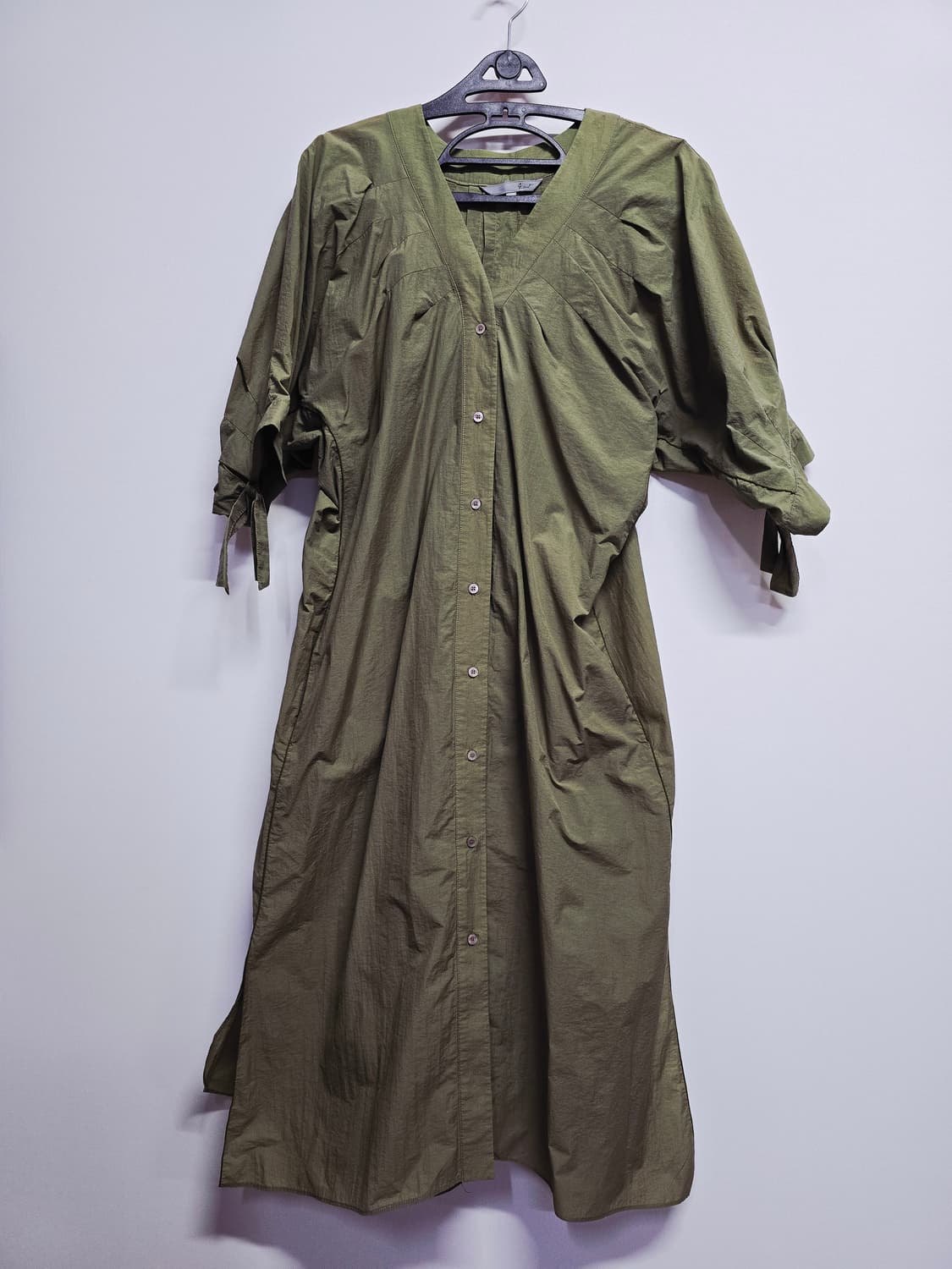 지컷 카키색 바스락 롱 원피스 상품이미지1