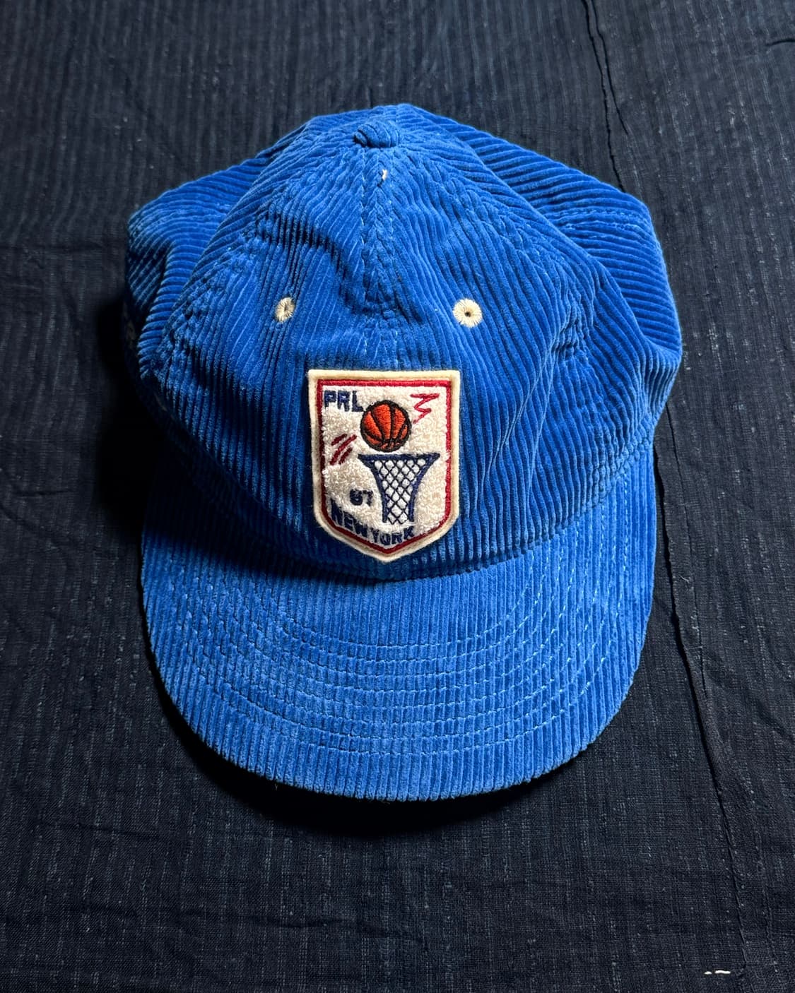 폴로 랄프로렌 셰닐 패치 코듀로이 볼캡 - 블루 OS 상품이미지1