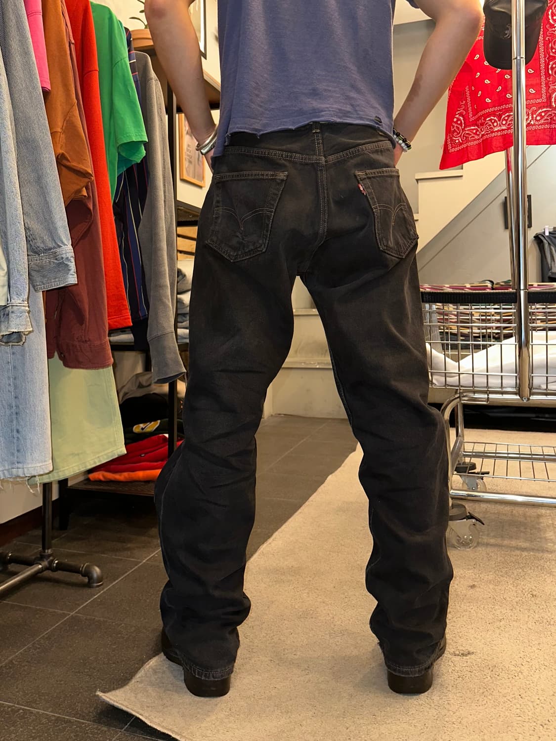 90’s Levi’s 501 black denim washed pants 상품이미지3