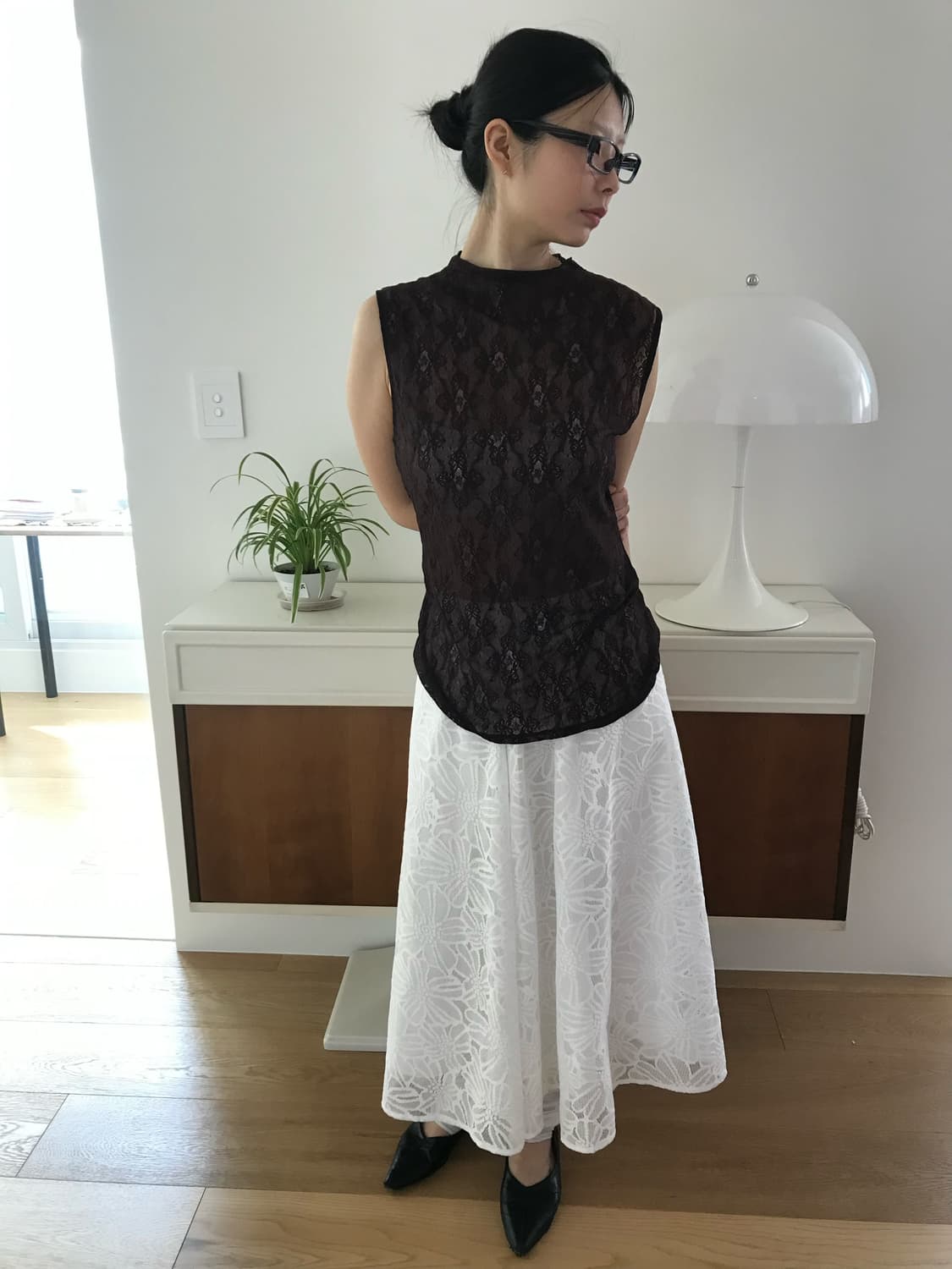 vintage brown lace sleeveless 상품이미지6