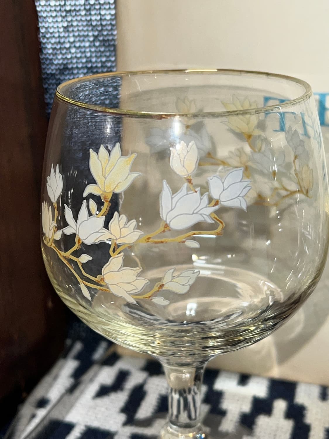 80s Korean VTG Floral Stem Glass 상품이미지8