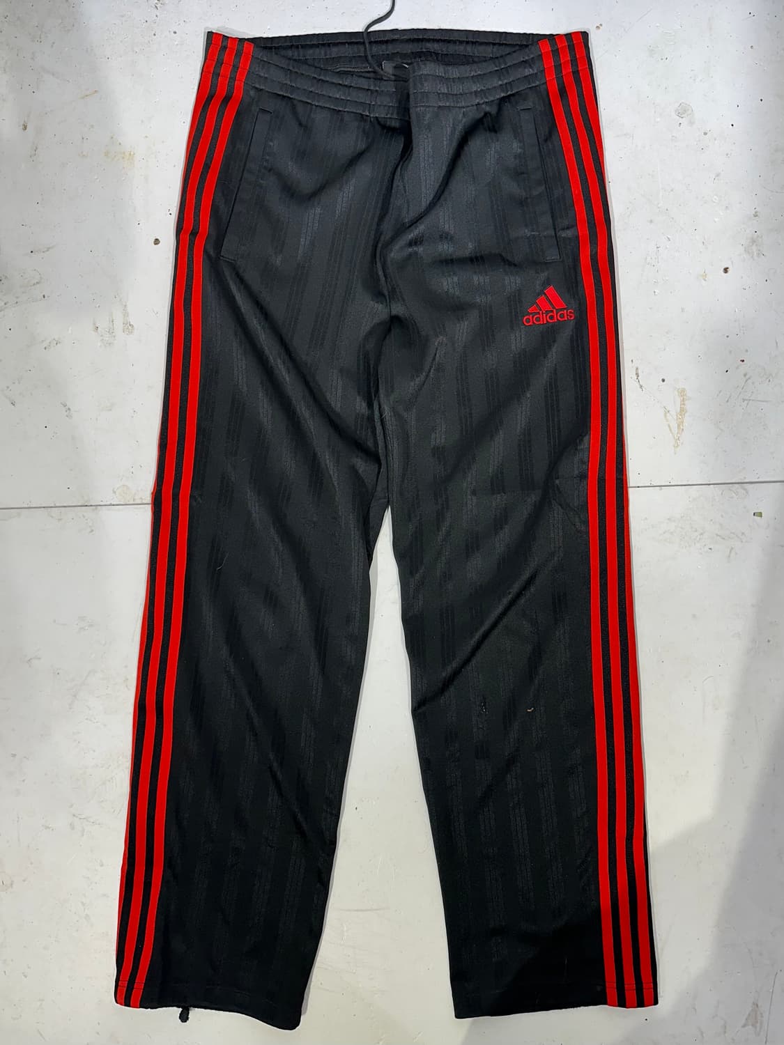 아디다스 블랙 스몰 로고 레드 삼선 와이드 트레이닝 팬츠 추리닝 바지 L 상품이미지4