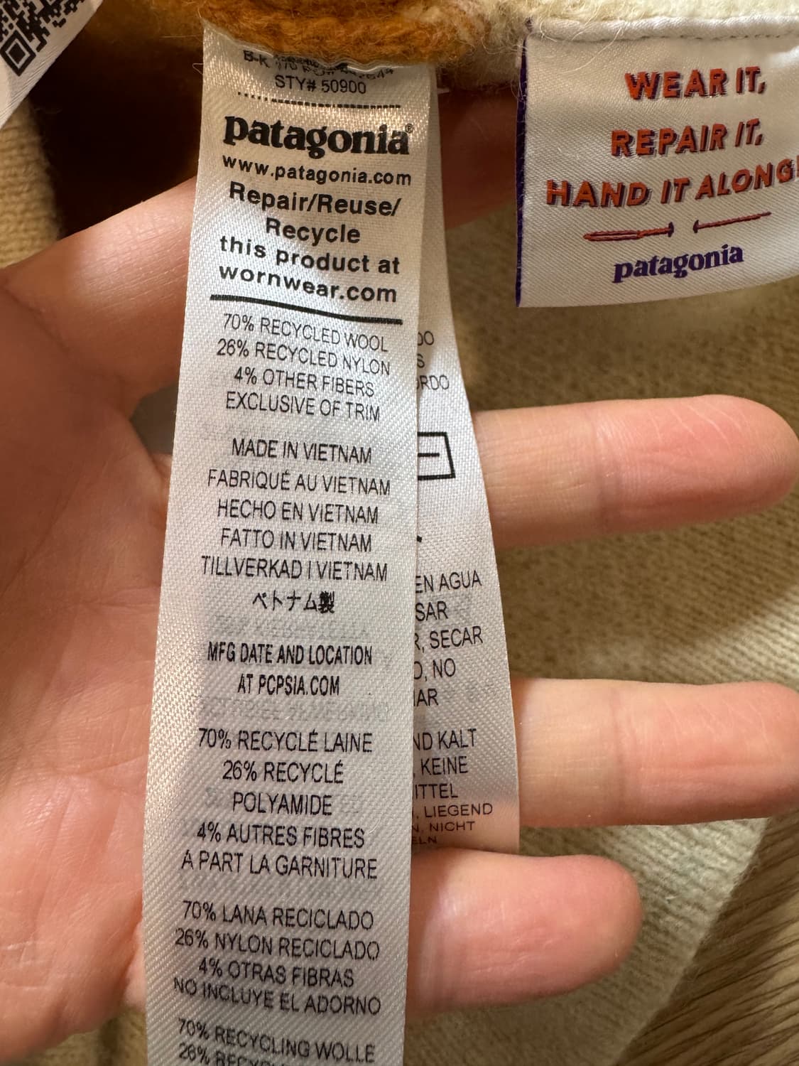 파타고니아 리사이클 울 블렌드 럭비 스웨터 드라이드 망고 상품이미지9