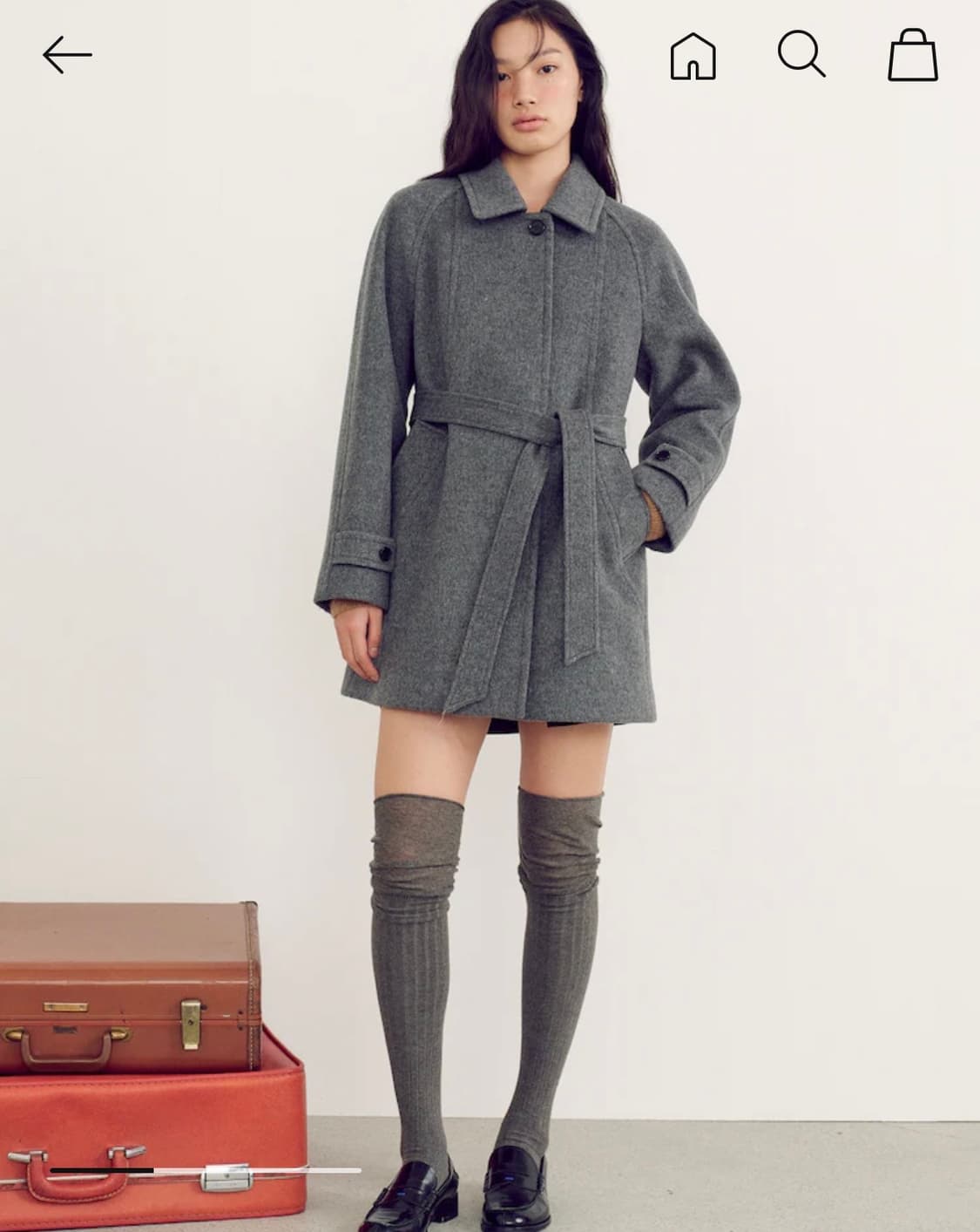 구호 플러스 벨티드 미디 코트 - 그레이 상품이미지3