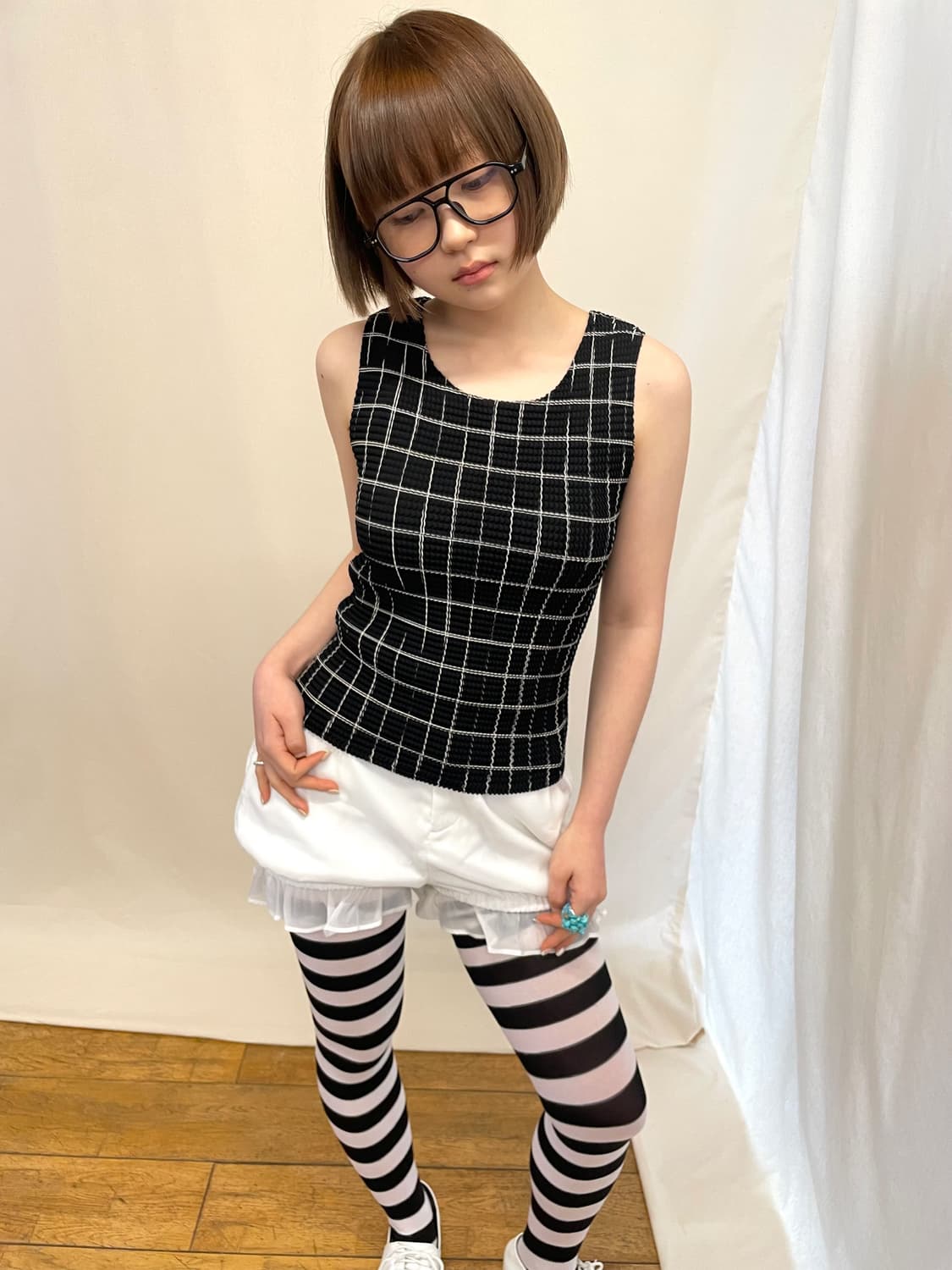check pleats sleeveless 상품이미지2