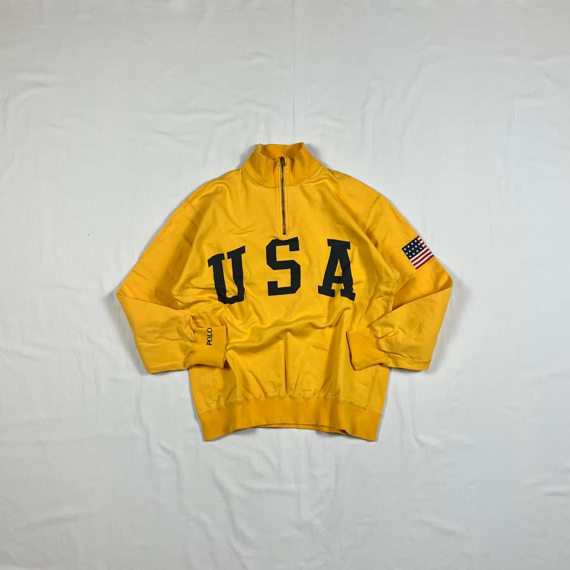 90‘s 폴로랄프로렌 polp usa 성조기 스웻 하프집업 상품이미지1