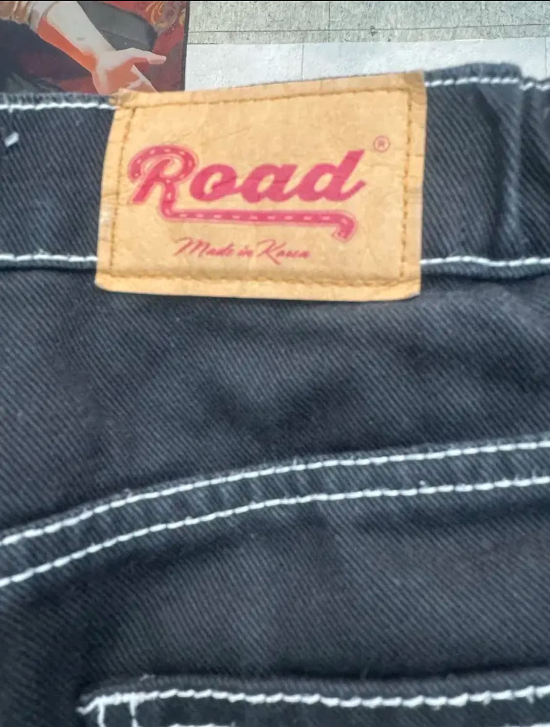 vtg 블랙 배색 스티치 데님 팬츠 상품이미지6