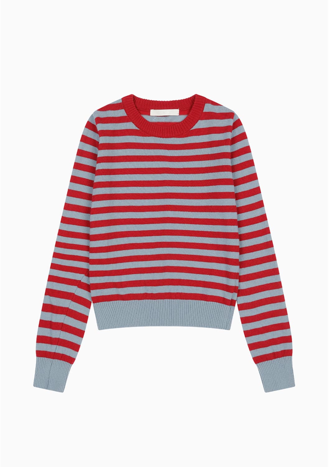 오헤시오 캐시미어 스트라이프 니트 블루 레드 상품이미지1