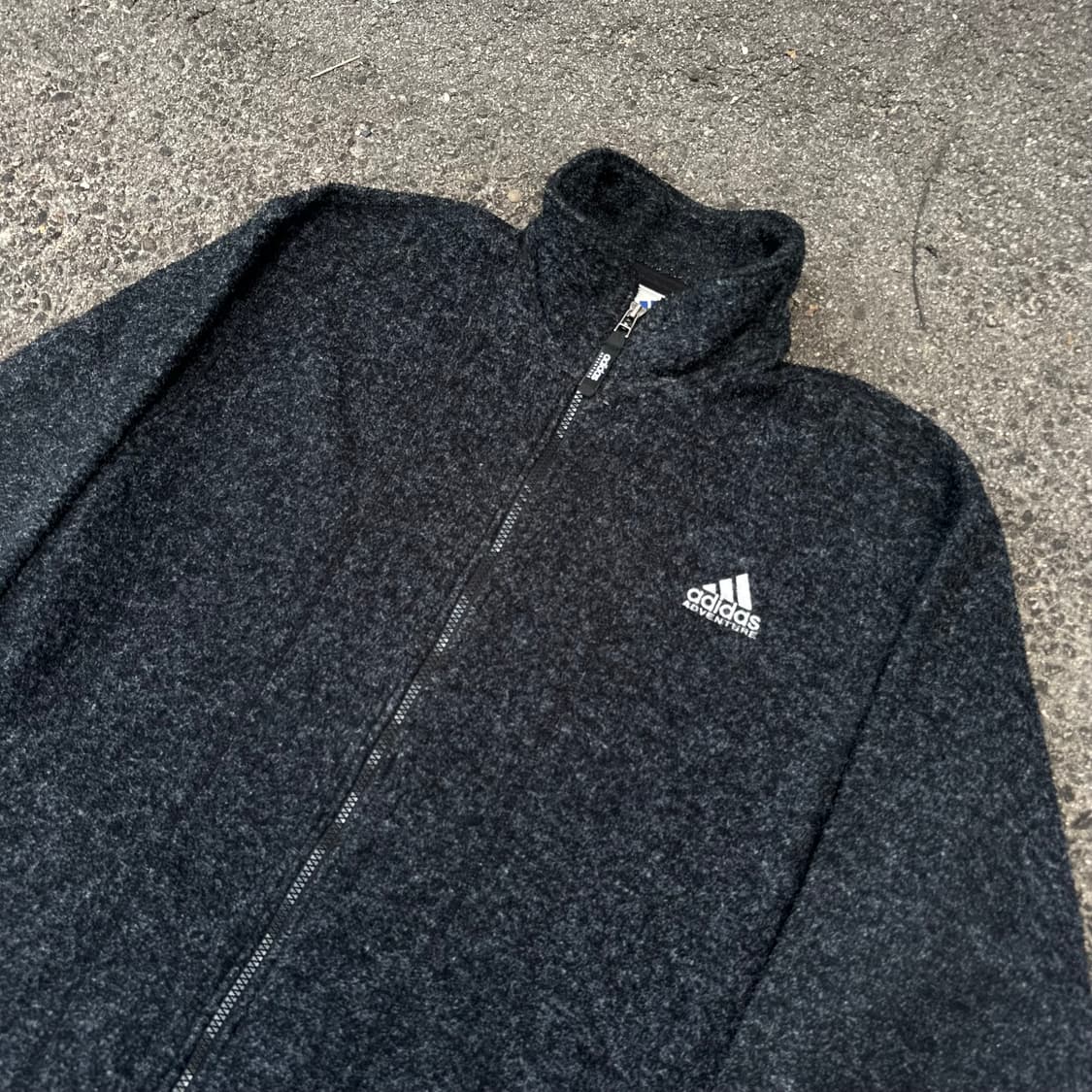 90s 아디다스 올드스쿨 스펠아웃 오버핏 차콜 후리스 점퍼 XL 상품이미지6