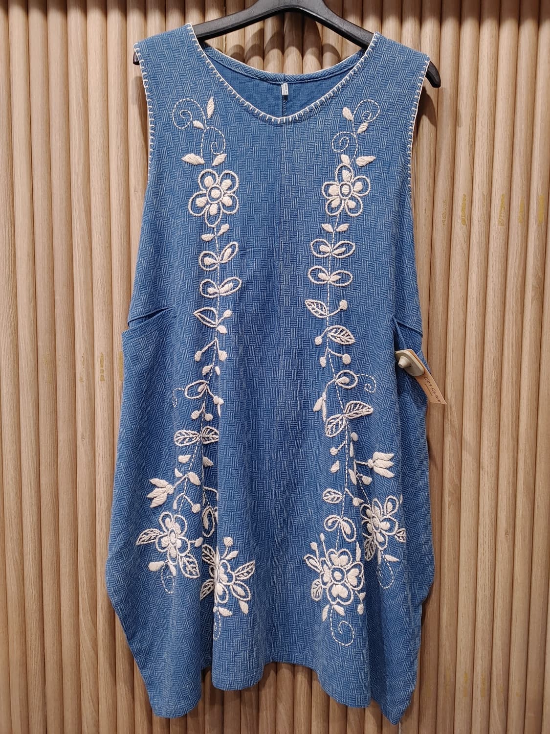 무배) 태국 핸드메이드 꽃 자수 코튼 원피스 - M 상품이미지1