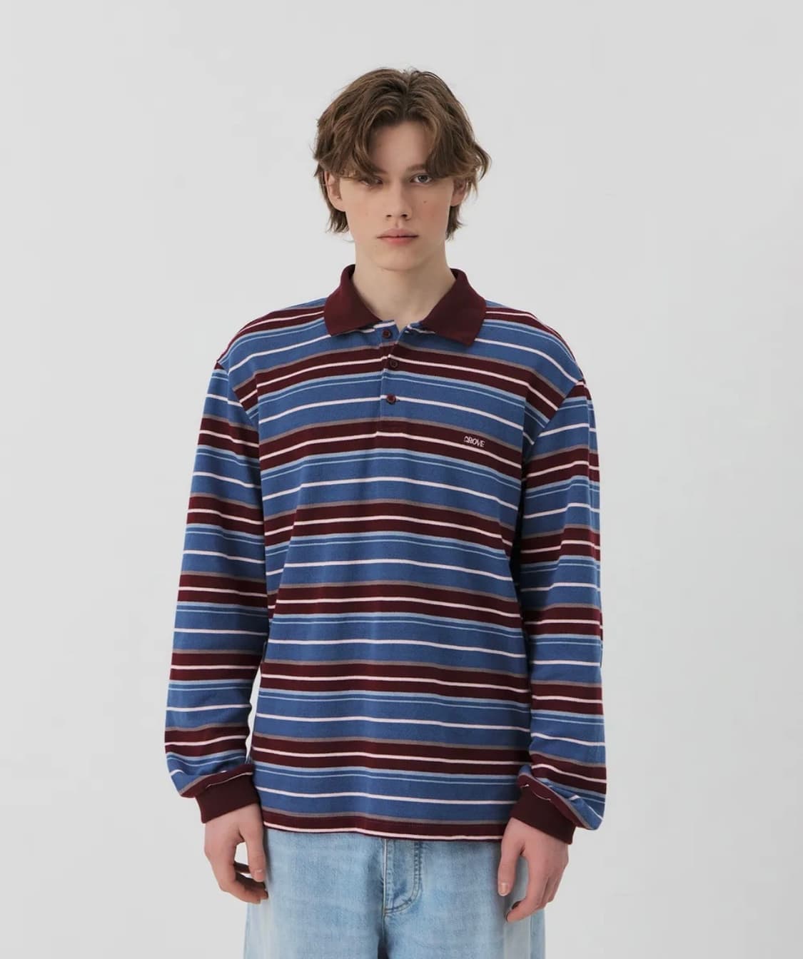 그로브 티셔츠 CARELL STRIPE SHIRT (Wine) 상품이미지3