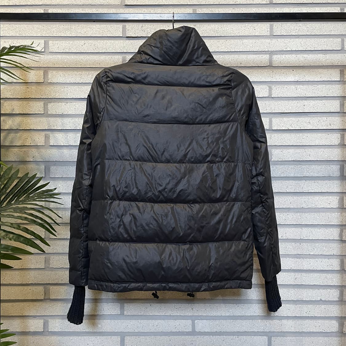 JPN VINTAGE 다운 패딩 스냅버튼 니트 워머 디테일 블랙 상품이미지3