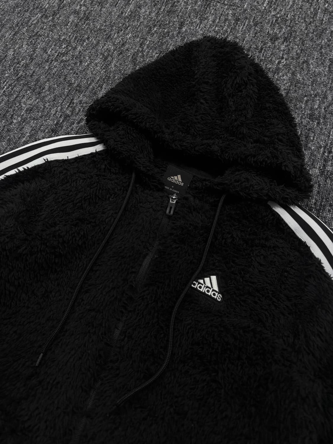 아디다스 블랙 플리스 후드집업 상품이미지4