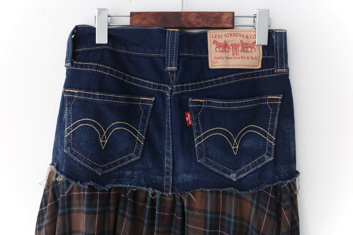 levis) check remake denim skirt 상품이미지5