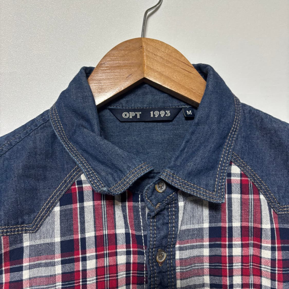 OPT 1993 체크 남방 데님 배색 셔츠 상품이미지3
