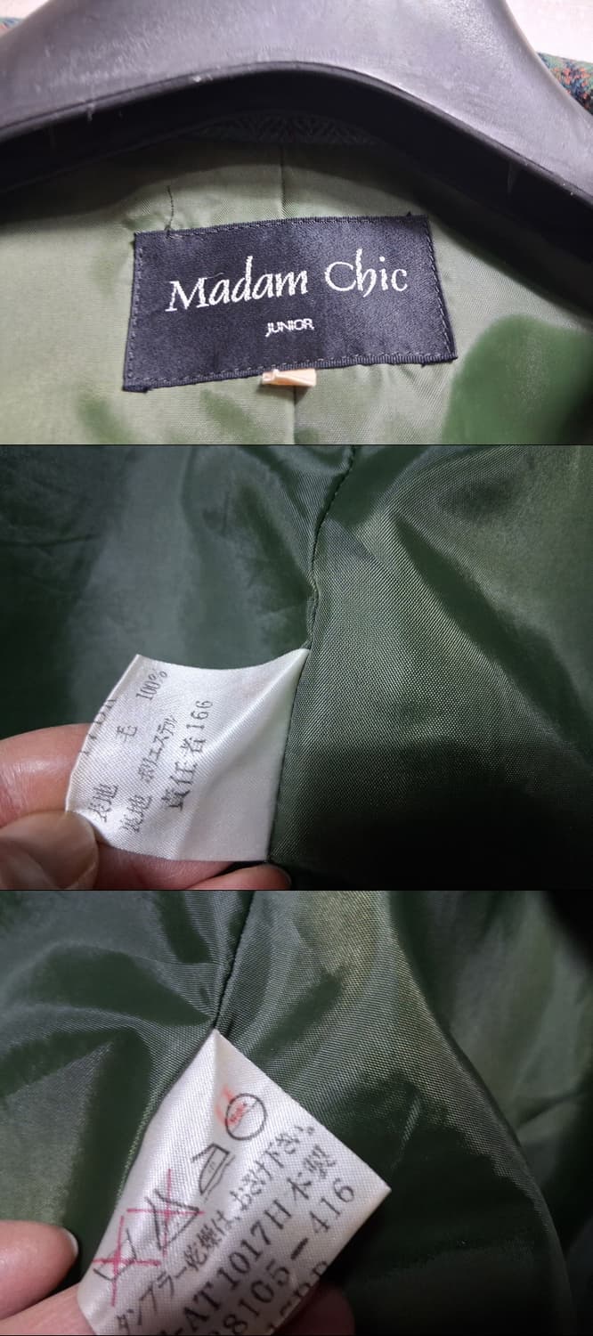 Madam Chic 일본구제 100%순모 그린체크 레트로체크 순모울쟈켓  상품이미지9