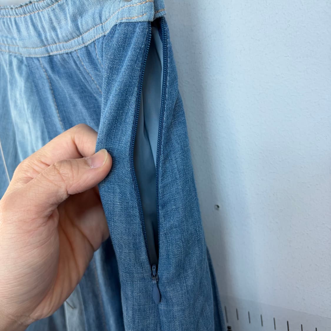 마인 투톤 데님 롱 스커트 상품이미지4