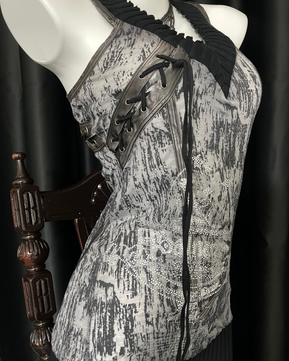 Salvage Leather Lace-up Print Dress 상품이미지2