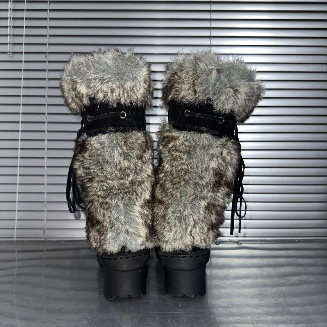 00s 레어 내추럴라이저 스웨이드 & 퍼 털 스노우 부츠 상품이미지4
