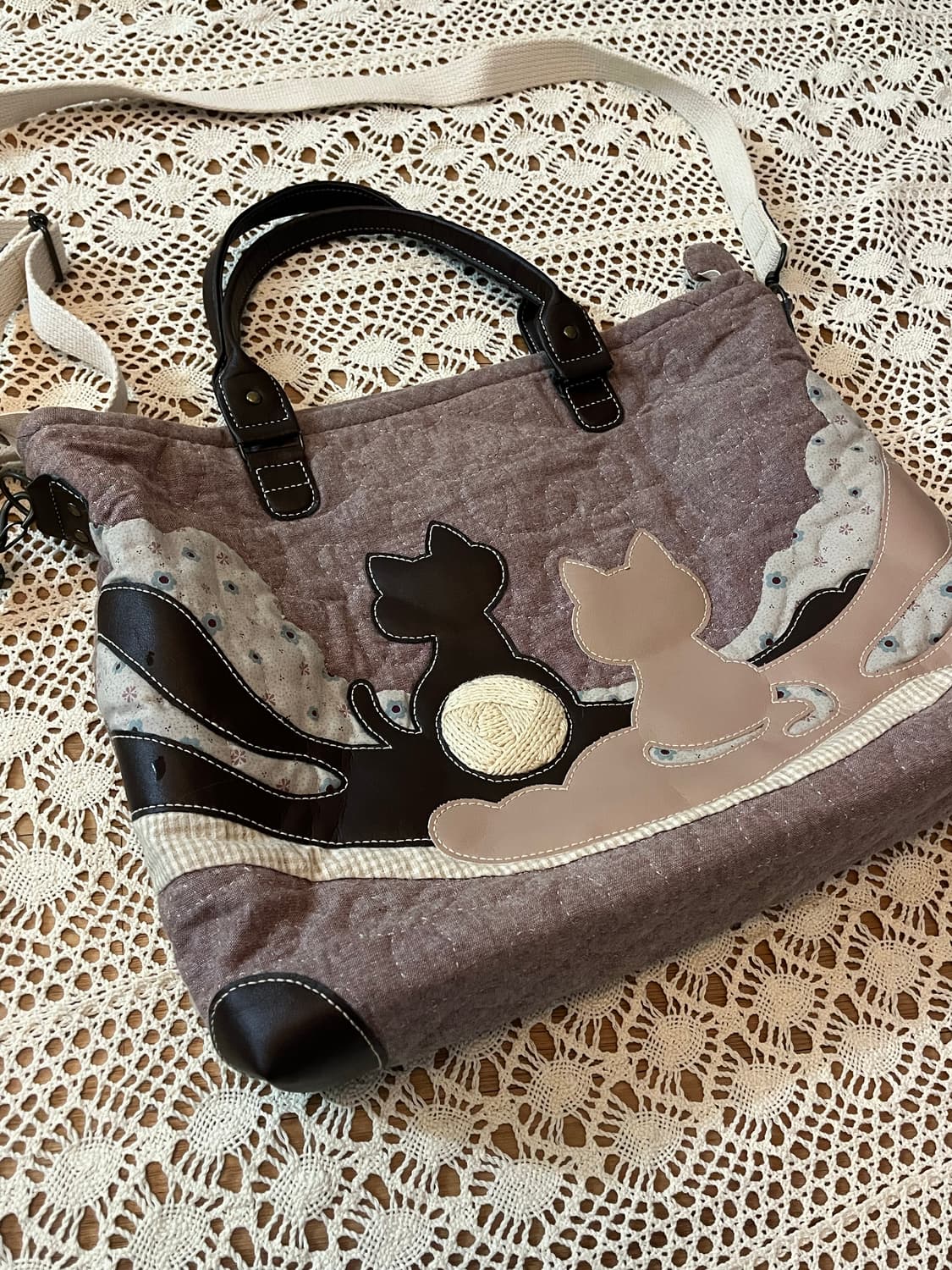 빈티지 고양이 패치워크 크로스백  상품이미지4