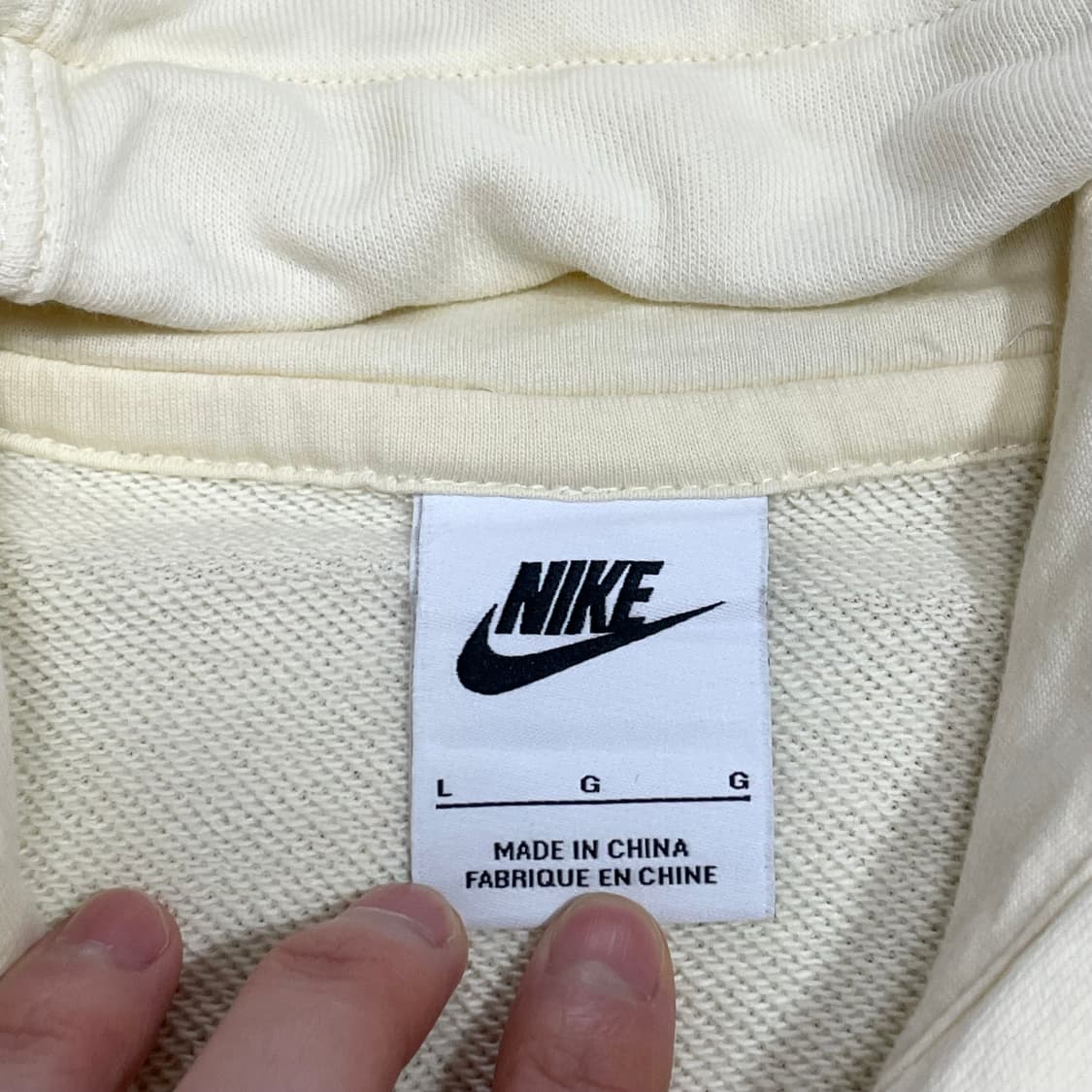 나이키 스펠로고 아이보리 후드티셔츠 남성L 상품이미지3