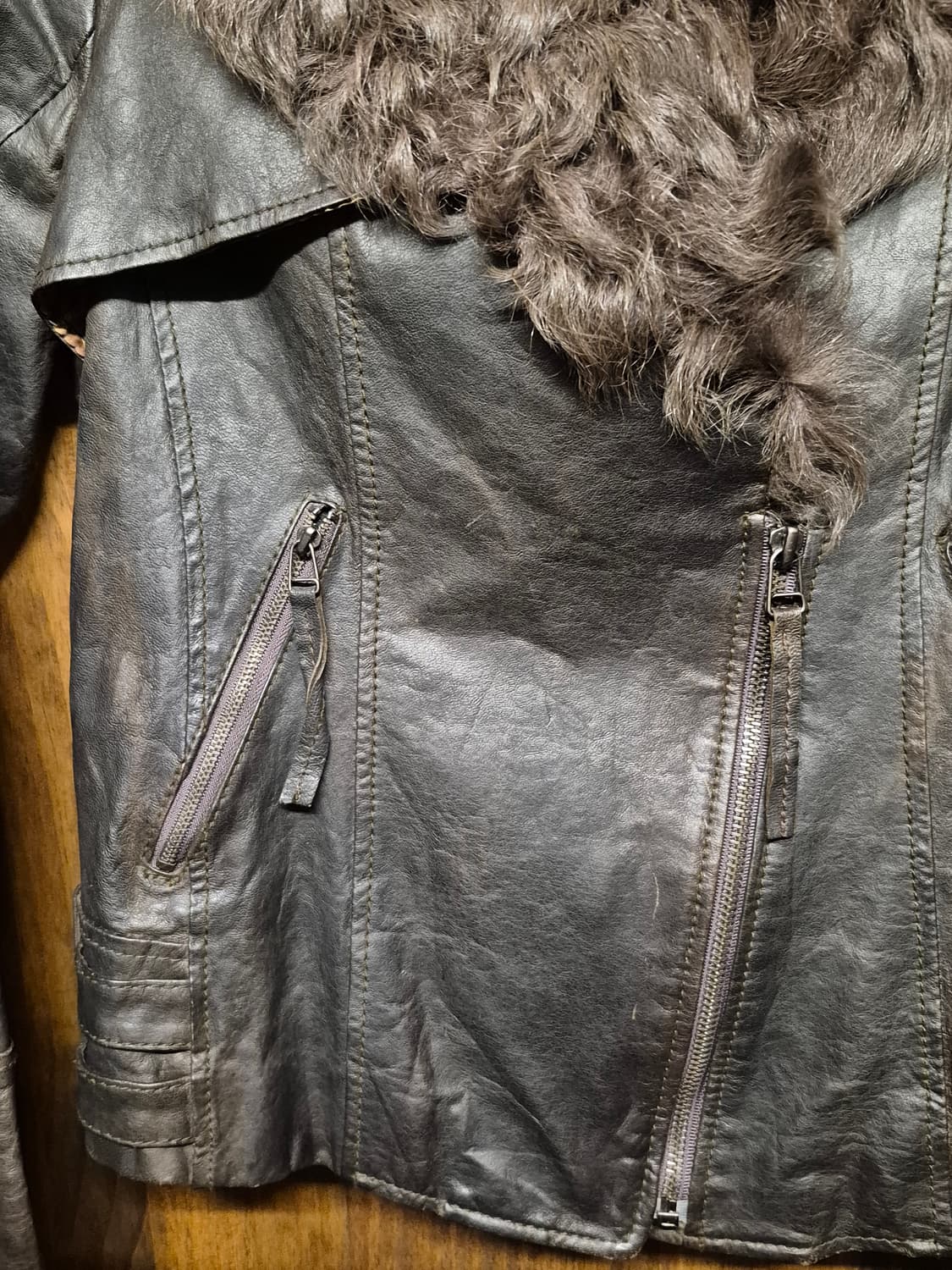 VINTAGE BROWN LEATHER JACKET  상품이미지5