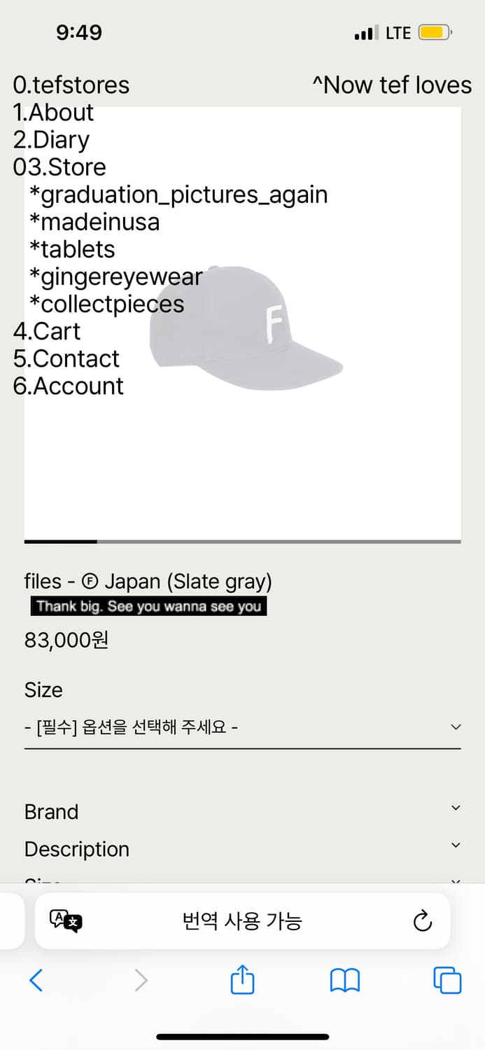 테프스토어즈 볼캡 L사이즈 상품이미지1