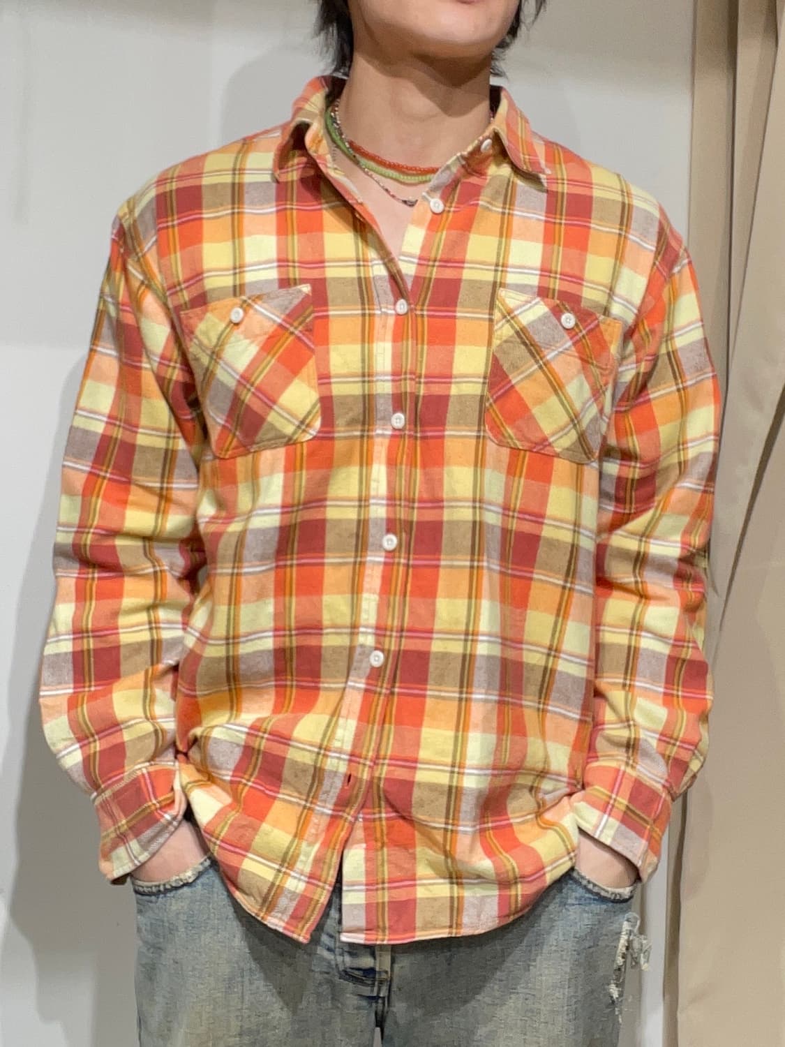 빈티지 히피 체크 셔츠 상품이미지1