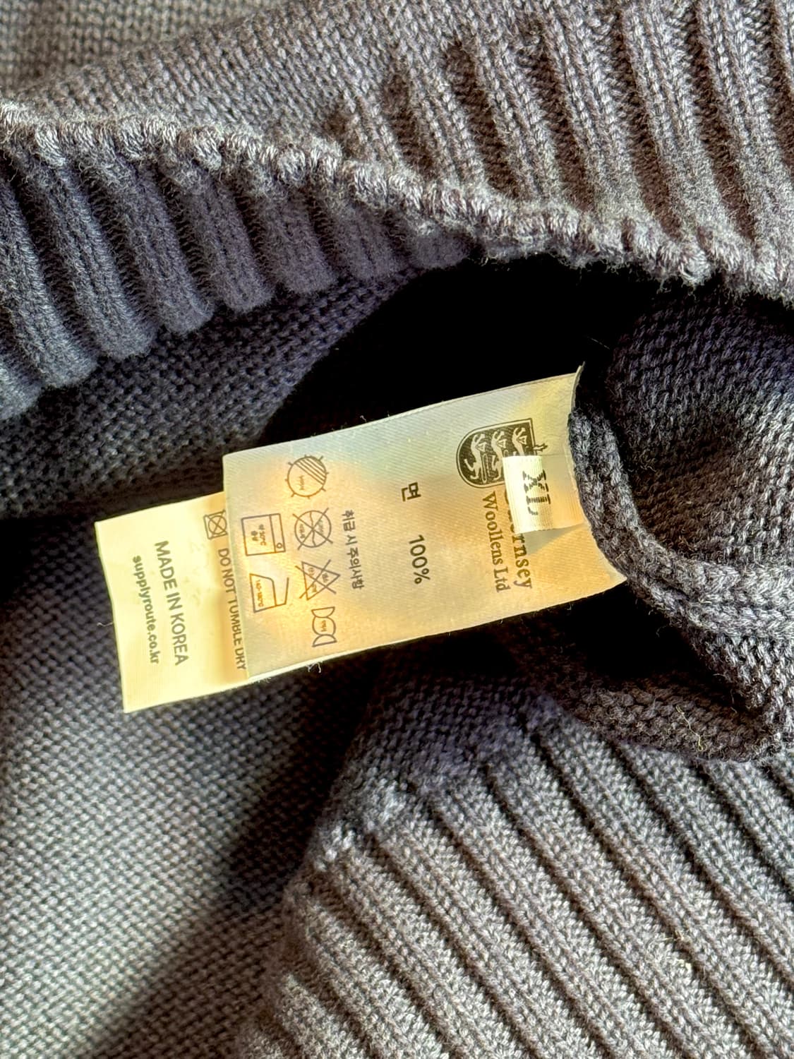 건지 울른스 래글런 홀가먼트 크루넥 스웨터 니트 상품이미지6