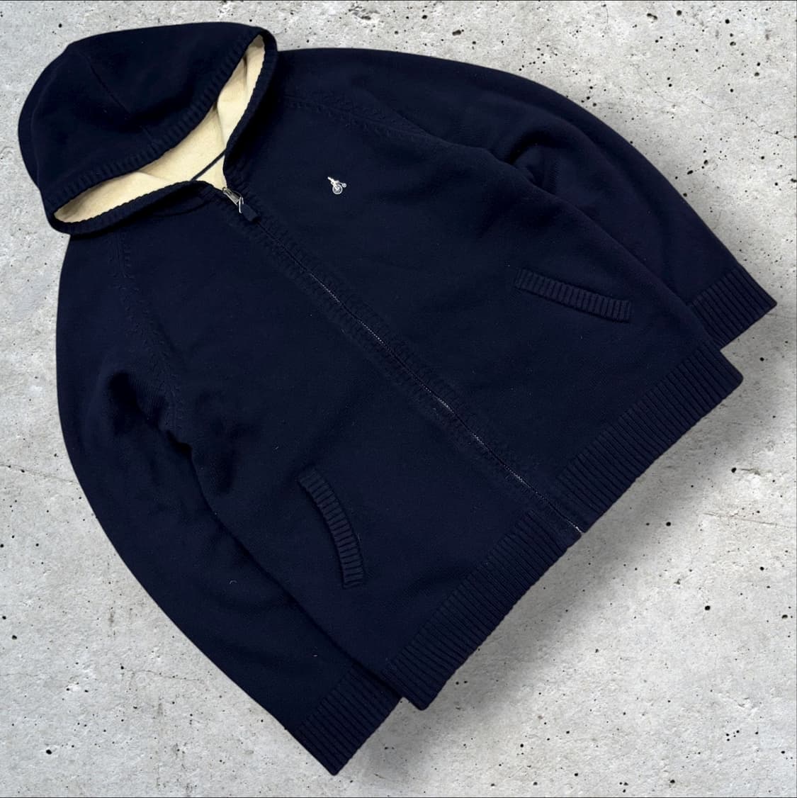 [100] 02s 빈폴 리버시블 네이비 후드 니트 집업 B236 상품이미지1