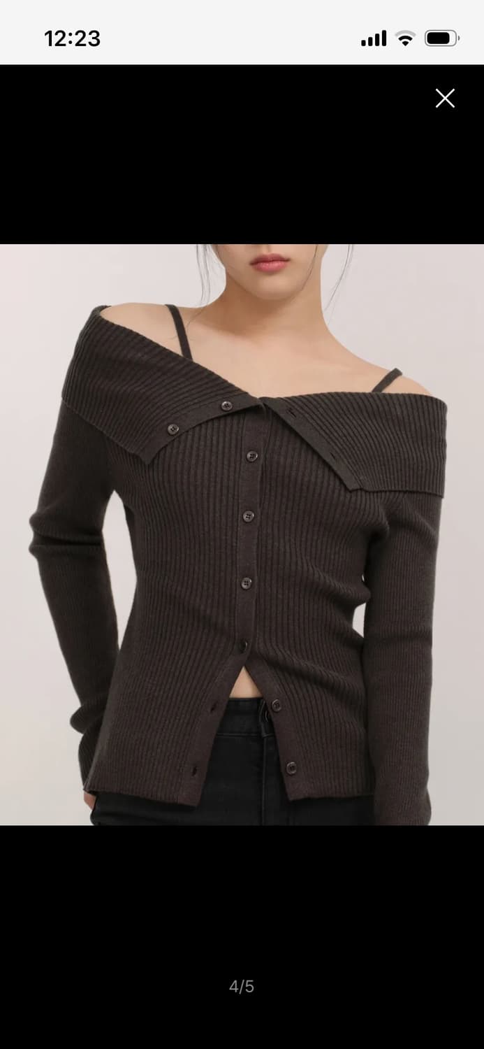 [원가_49,900원] 무탠다드 우먼 리브드 턴 다운 오프 숄더 가디건 상품이미지1