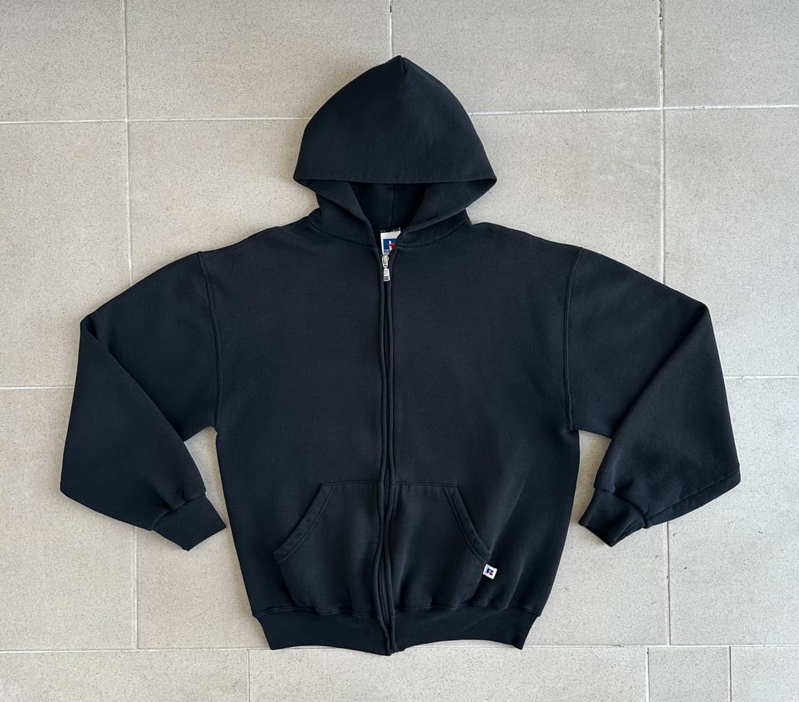 90s 빈티지 러셀 후드집업 블랙 M 상품이미지1