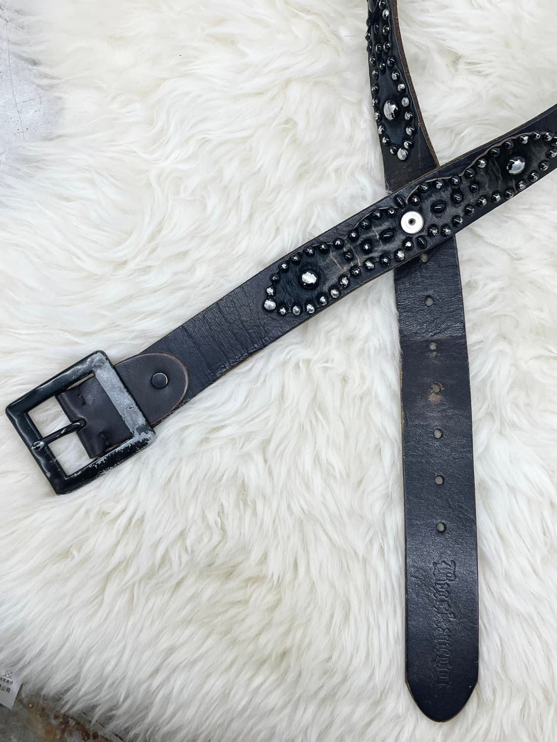 리얼레더 송치 스터드 디테일 버클 벨트 상품이미지8