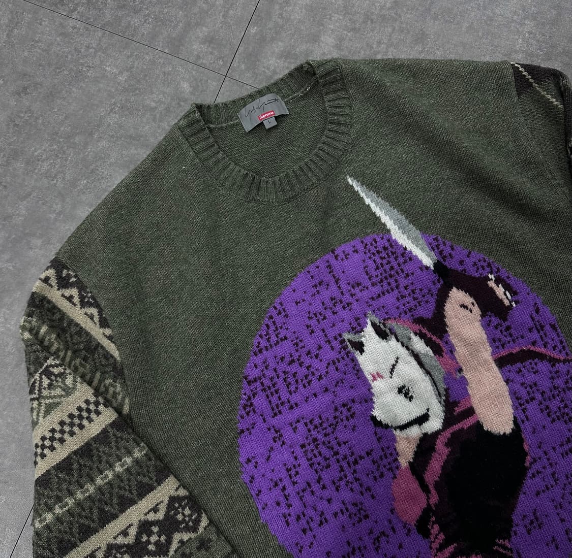 슈프림x요지 철권 니트 올리브L 판매합니다.  상품이미지3