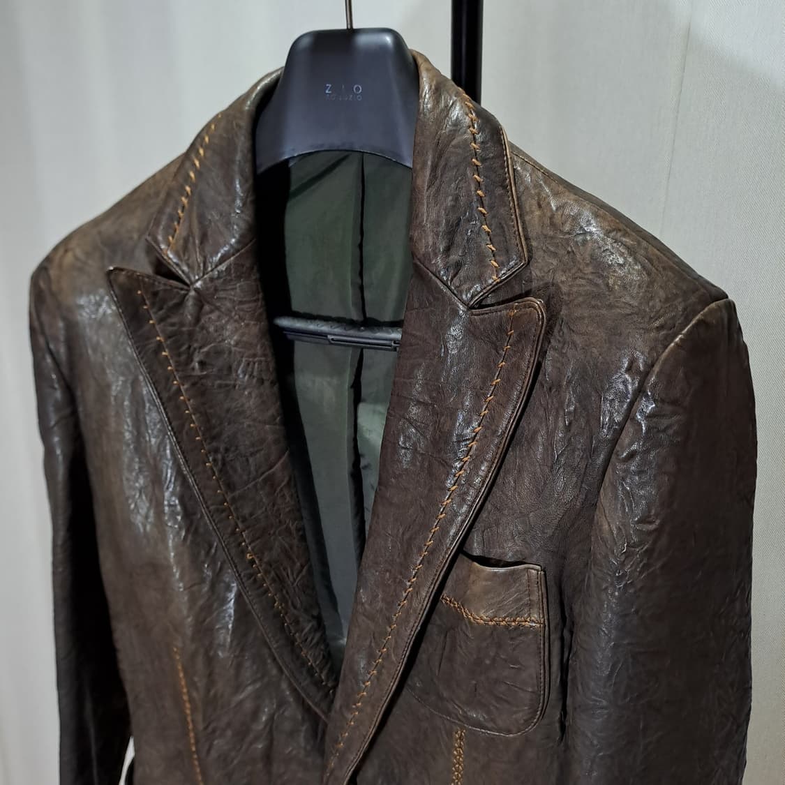 (택포) 인터메조 빈티지 크링클 양가죽 블레이저 100 B304 상품이미지2