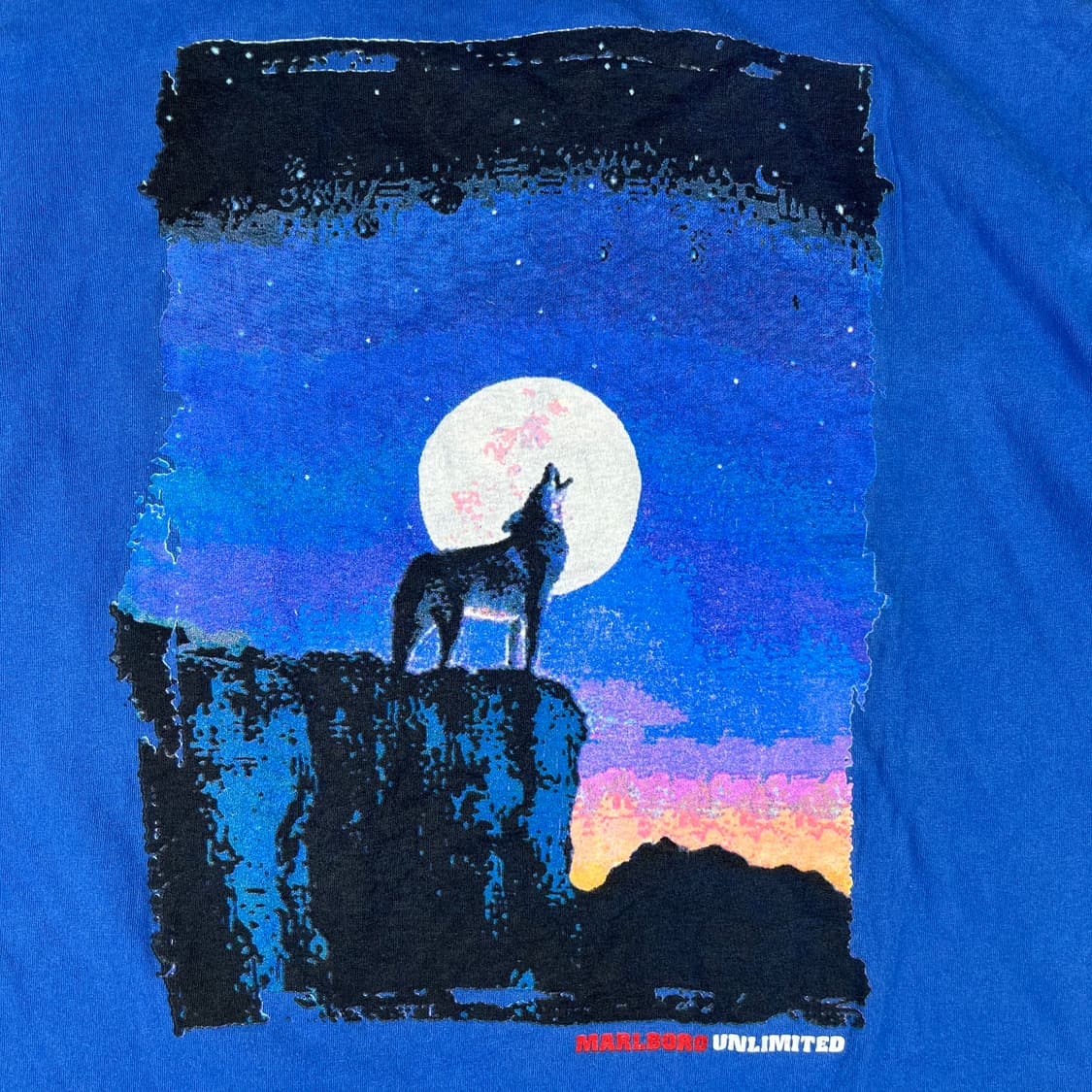 빈티지 말보로 언리미티드 울프 하울 포켓 반팔티 블루 상품이미지6