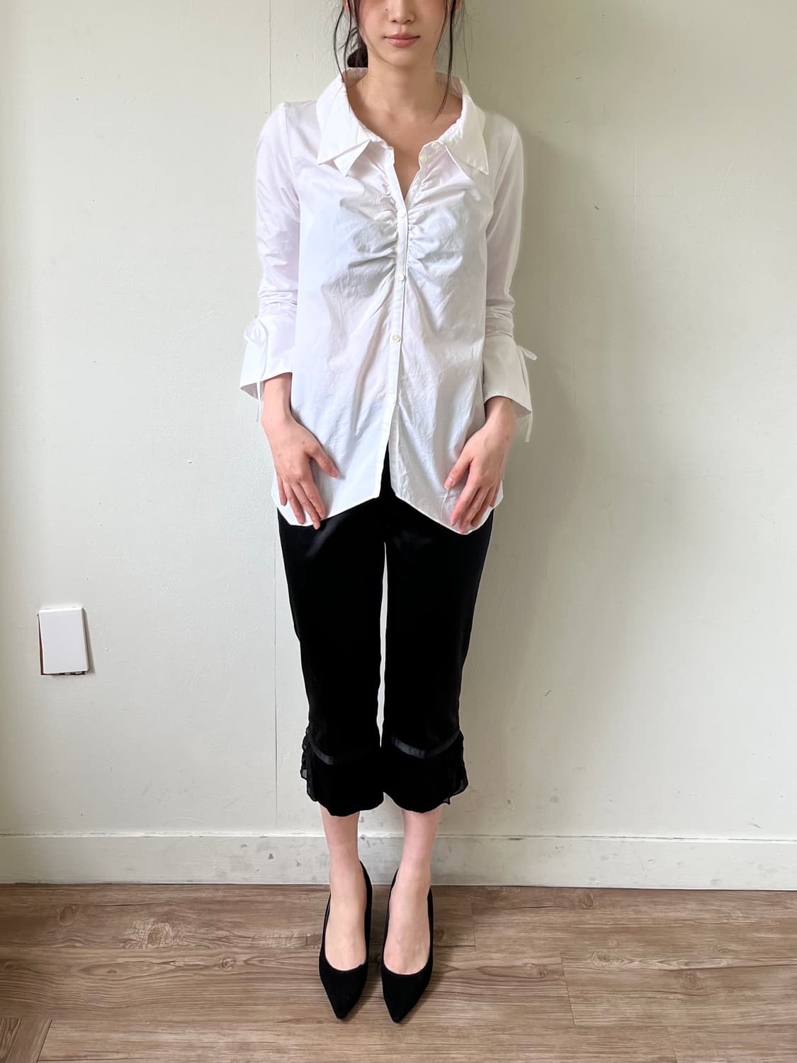 Mic Lifestyle 더블 카라 화이트 셔츠 상품이미지5