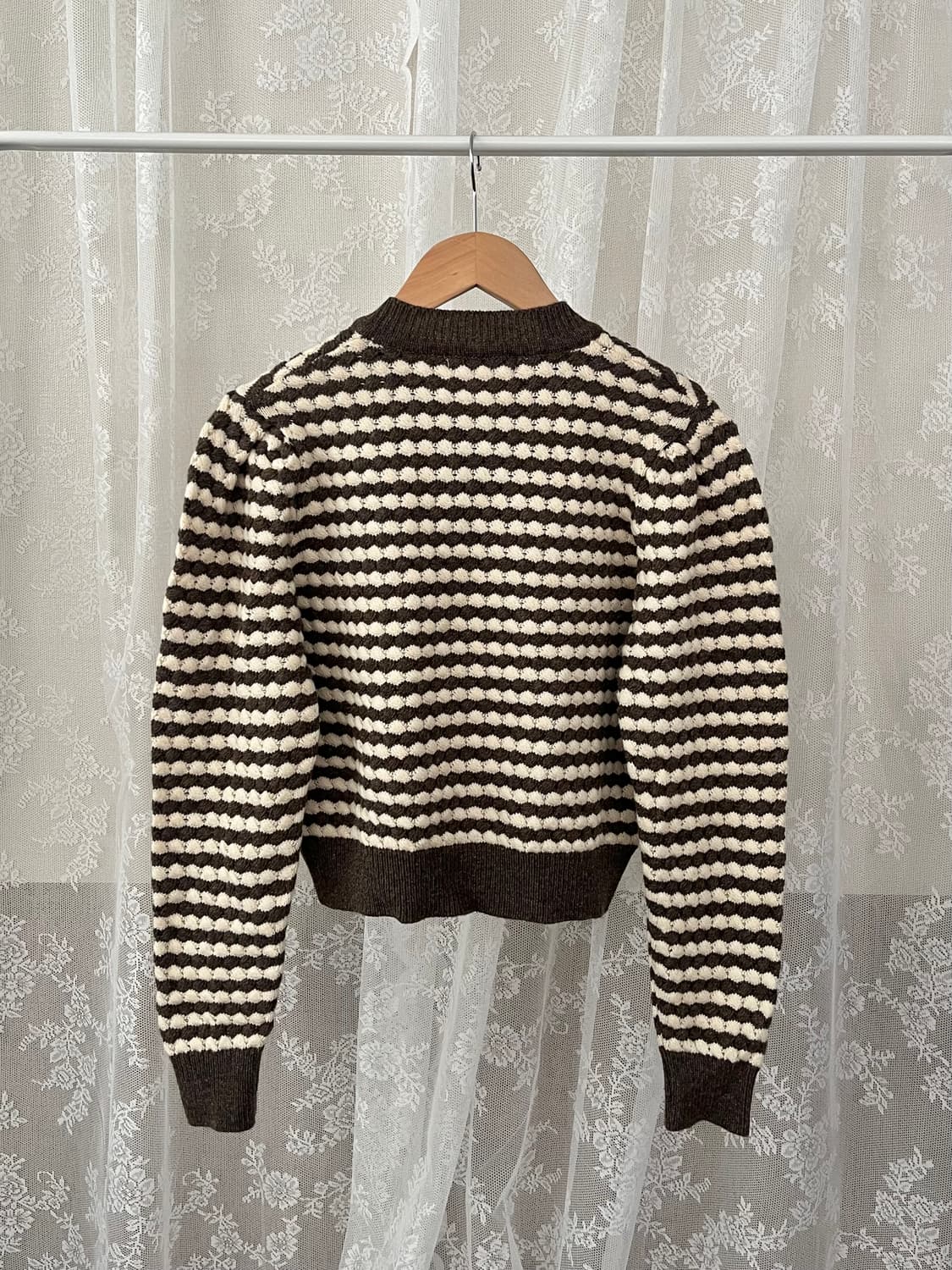 F) 새상품 라인 Line 스트라이프 가디건 브라운 상품이미지2