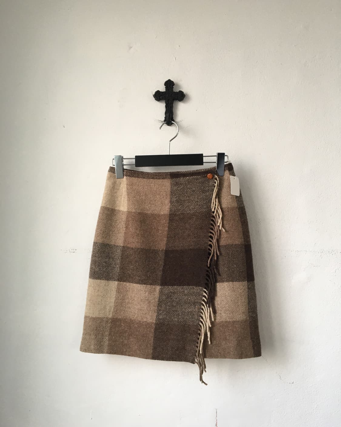 Fringe point check pattern wrap skirt 상품이미지1