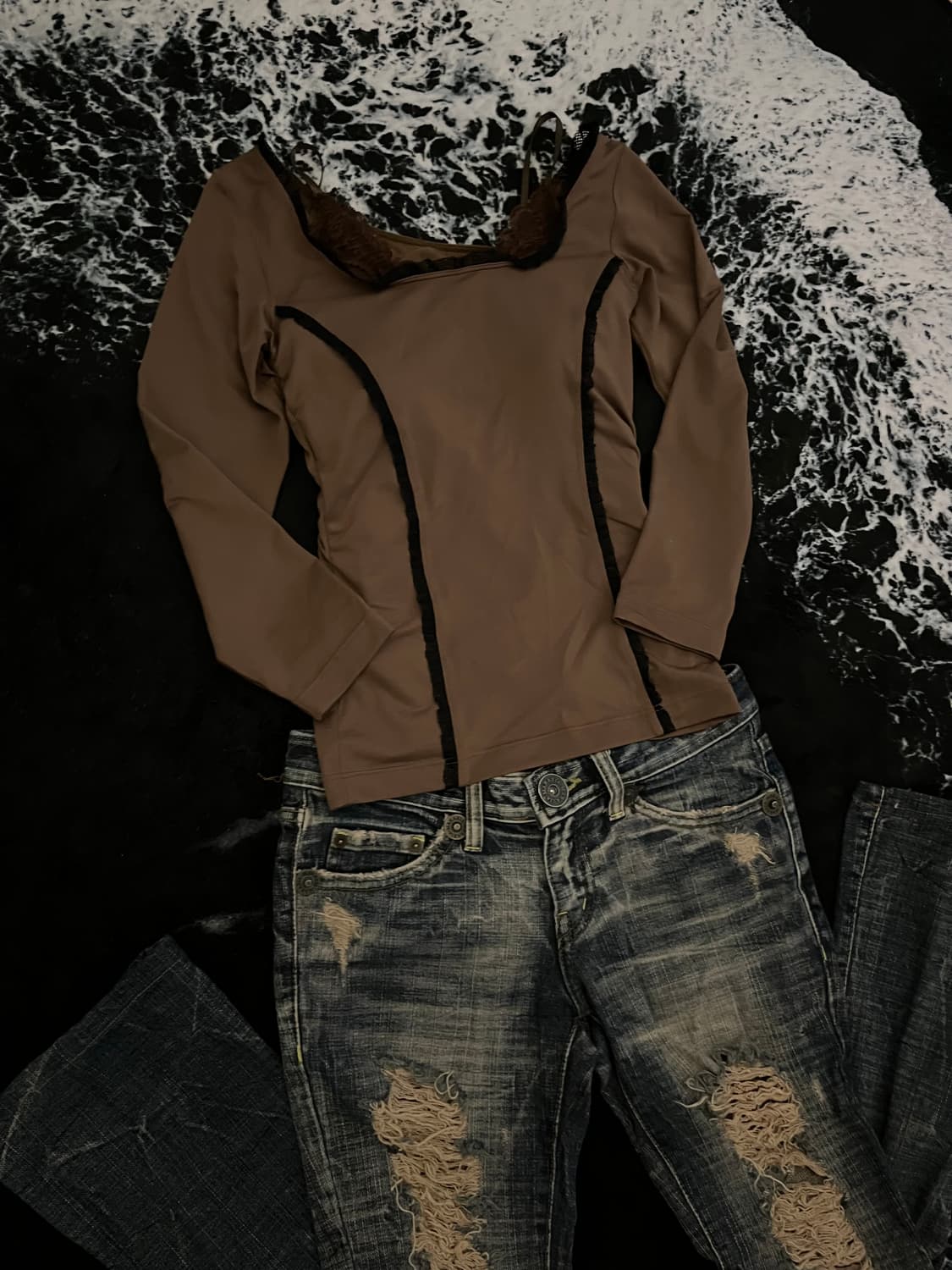 y2k코디세트(데미지워싱부츠컷) 상품이미지1