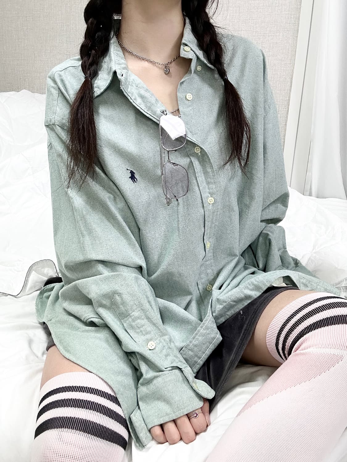 폴로 네이비포니 피스타치오 셔츠 상품이미지2