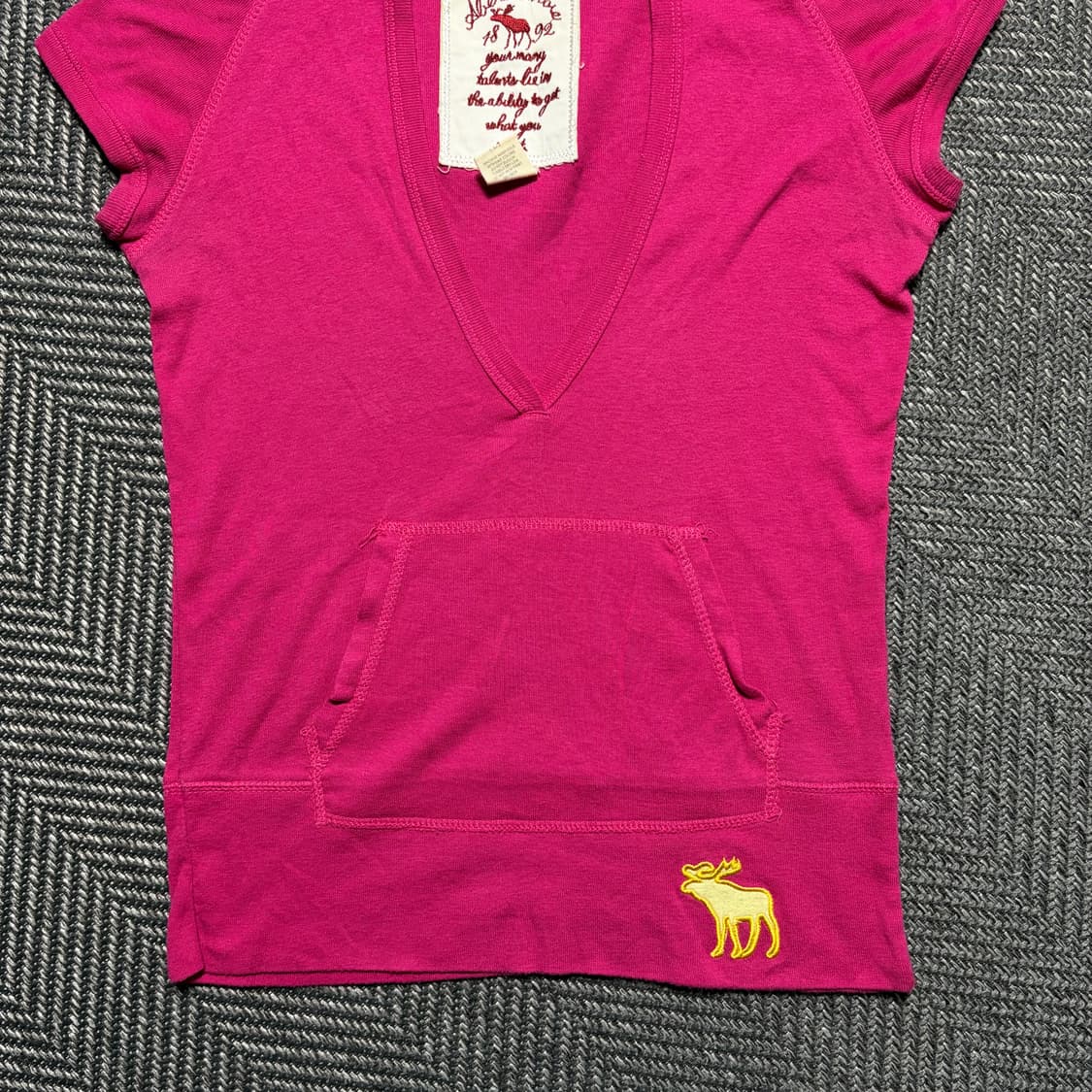 아베크롬비앤피치 Y2K 반팔 핑크 후드티(Free) 상품이미지5