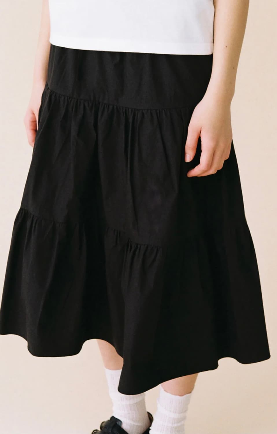 버터플라이 셔링 스커트(블랙) 상품이미지1