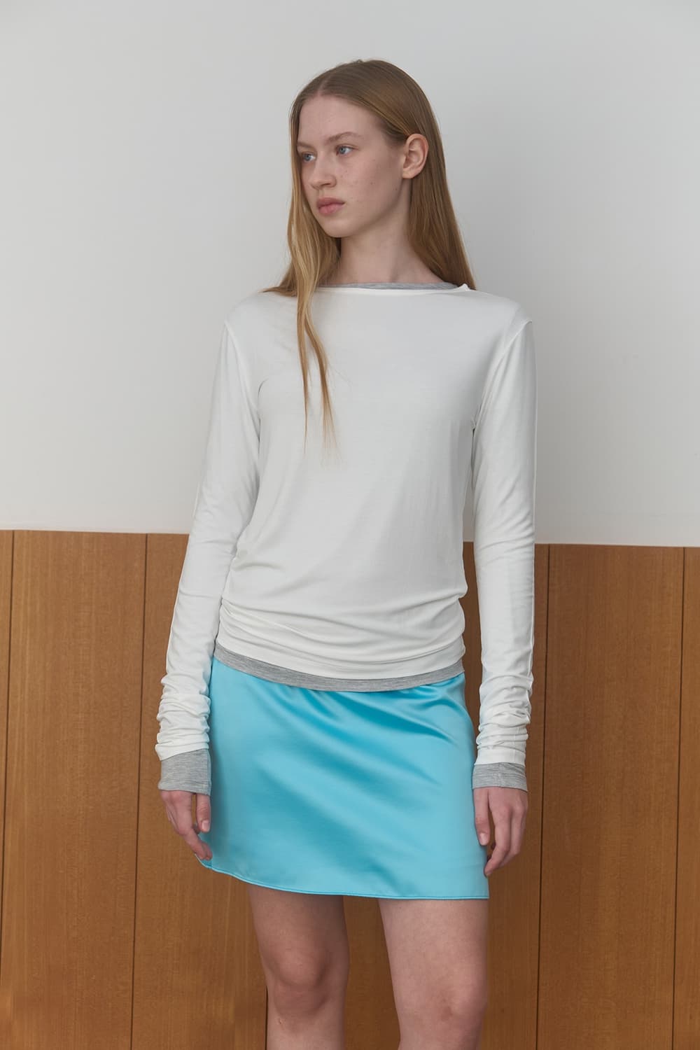 마조네 새틴 스커트 블루 M 상품이미지1